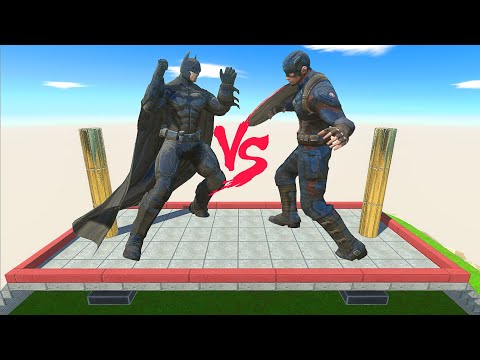 MODS 1 Vs 1 #01 - BATMAN vs CAPTAIN AMERICA - Animal Revolt Battle Simulator