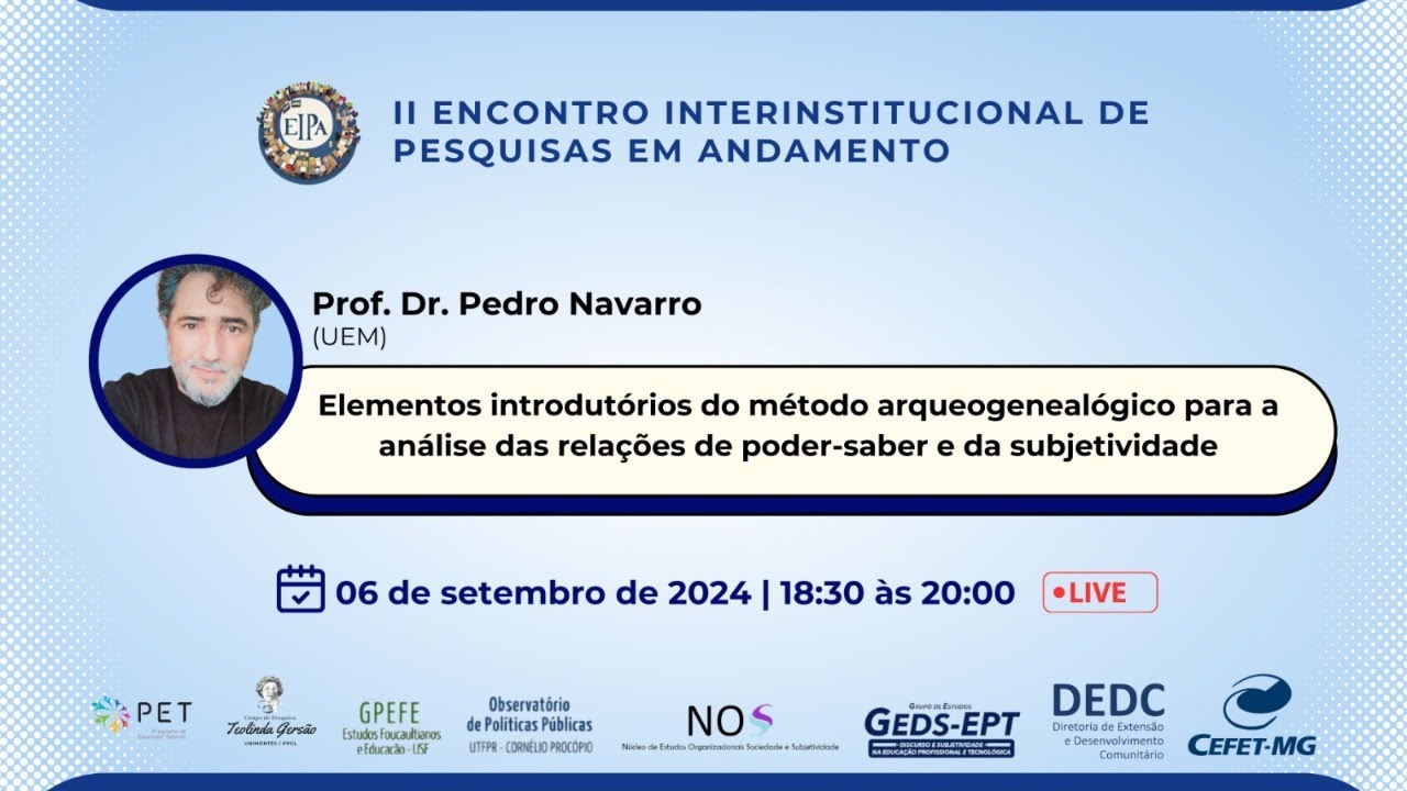 PALESTRA com o Prof. Dr. PEDRO NAVARRO (UEM)