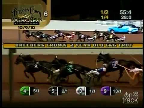 Manofmanymissions winning Breeders Crown 2 yr old Championship in World Record Time