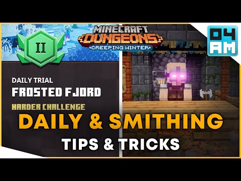 04AM - Blacksmith Upgrading & Daily Trial Advice in Minecraft Dungeons: Creeping Winter DLC