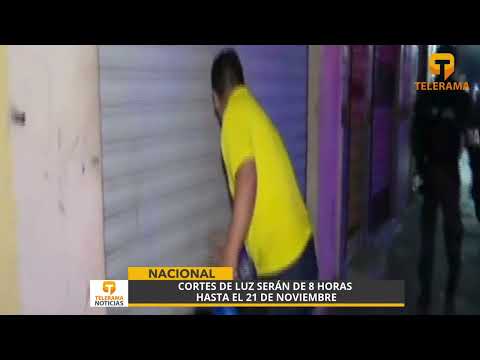 Cortes de luz serán de 8 horas hasta el 21 de noviembre