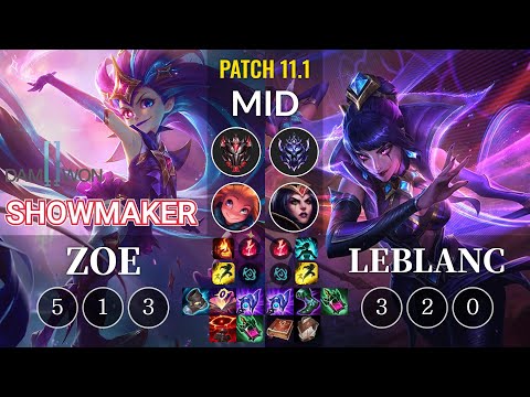 DWG Showmaker Zoe vs LeBlanc Mid - KR Patch 11.1