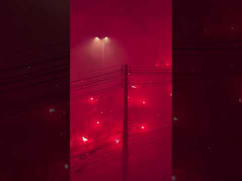 "Delegação colorada tem recepção histórica no Beira Rio para o jogo contra o Flamengo" Barra: Guarda Popular &bull; Club: Internacional