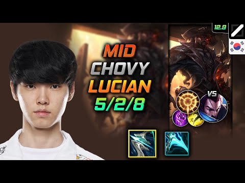 Chovy Lucian Mid vs Yasuo - 쵸비 미드 루시안 돌풍 집공 - LOL KR 12.9