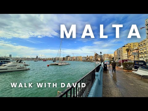 🇲🇹 Malta Walking Tour | Sliema and St Julian’s Promenade cafes | 4K 60fps HDR