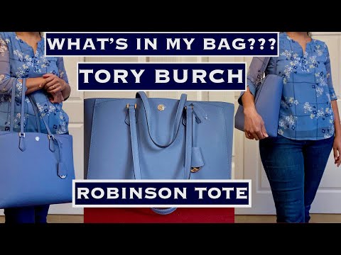 **GORGEOUS TORY BURCH ROBINSON TOTE**REVIEW**WHAT'S IN MY BAG?**BLUEWOOD