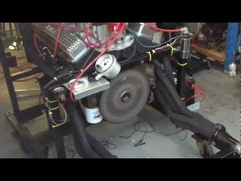 Chambray's 327  running sweet as on Neanderthal Engineering's engine test stand.