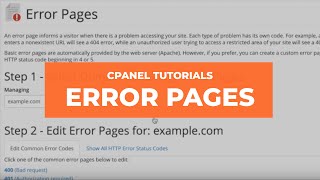 cPanel Tutorials – Error Pages