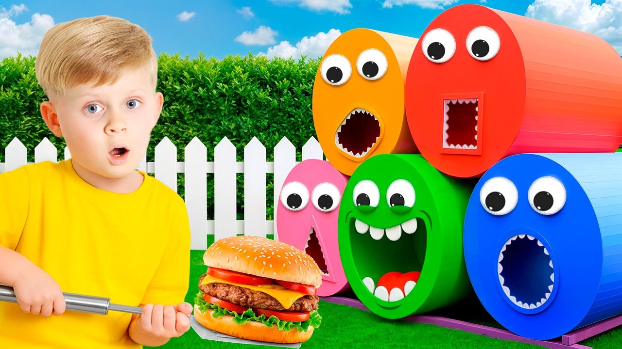 Kids Feed the Color & Shape Tubes!