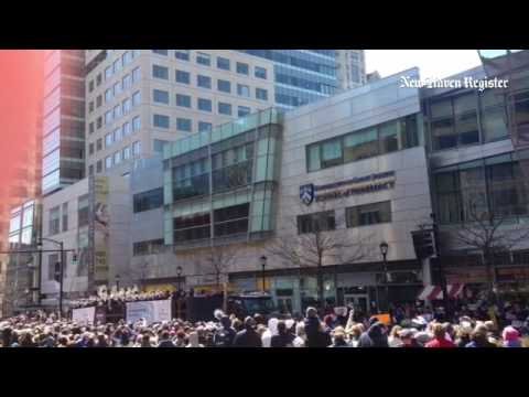 UConn band makes its arrival outside of XL Center