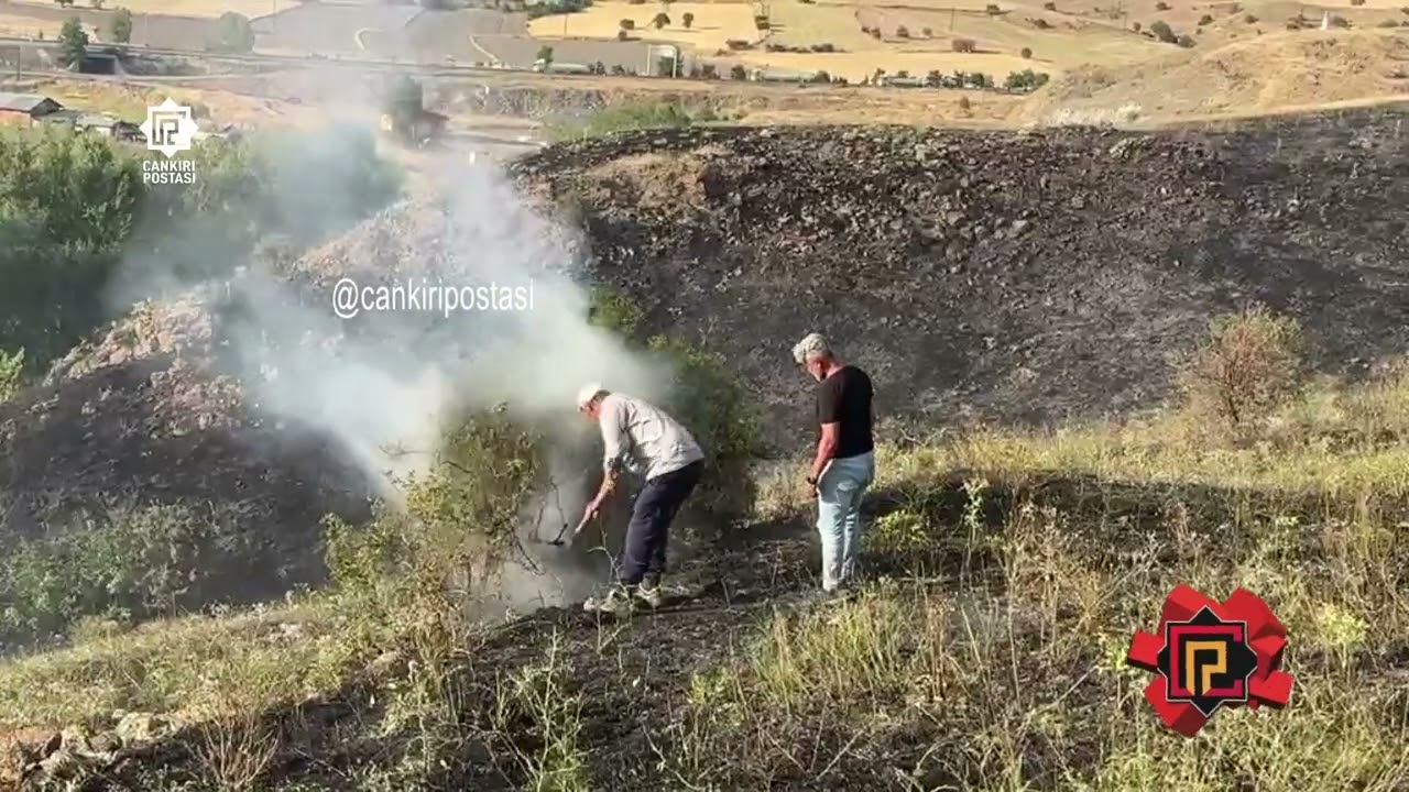 Çankırı’da yük treninden sıçrayan kıvılcımlar araziyi yaktı