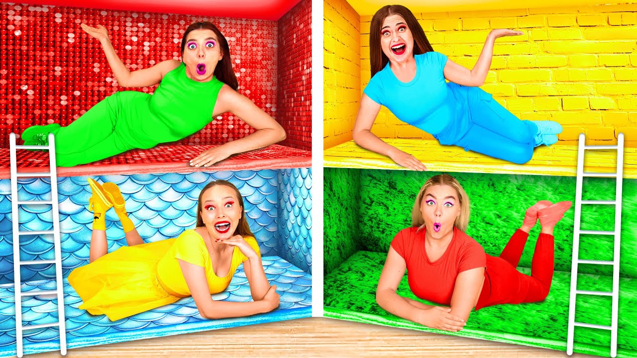 ベッドの下の秘密の部屋四色チャレンジ | 面白いシチュエーション そして失敗する BaRaFun Challenge