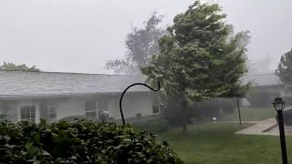 Strong winds and heavy rain in Kokomo, Indiana during June 18, 2025 storms