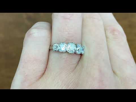 2.00ct Total Five-Stone Antique Cushion Cut Diamond Engagement Ring - Pickford Ring - Hand Video