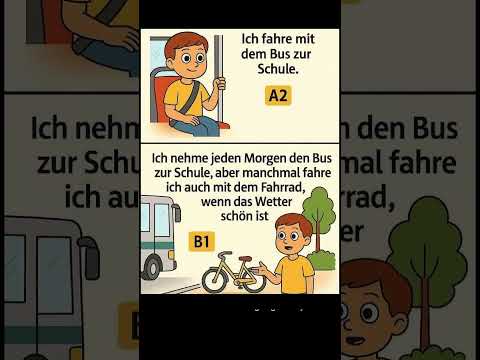 Deutsch lernen: A2 vs B1 Beispiel in 10 Sekunden 🚍🚲#shorts