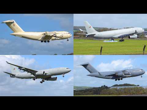 [4K] 4 United Arab Emirates (UAE) WINDY LANDINGS at Prestwick Airport | 2 C17s & 2 A330MRTTs