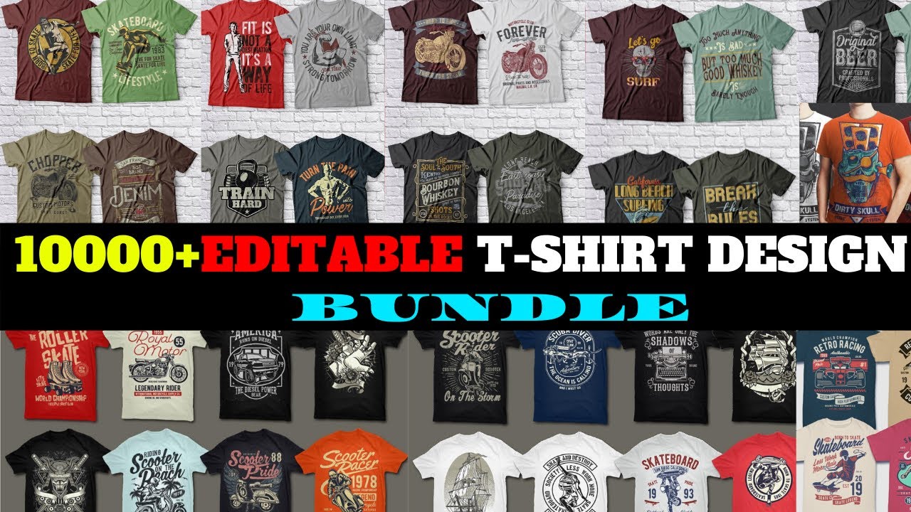 Premium Vector | Editable T-shirt Designs Bundle 2021