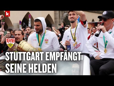 Video Thumbnail: Stuttgarter Party am Schlossplatz: 35.000 Fans feiern ihre Pokalhelden
