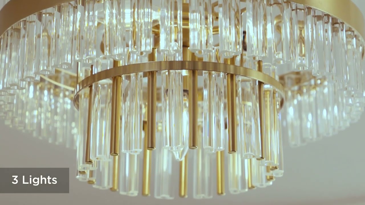 Video 1 Watch A Video About the Possini Euro Jenna Soft Gold 3 Light Ceiling Light