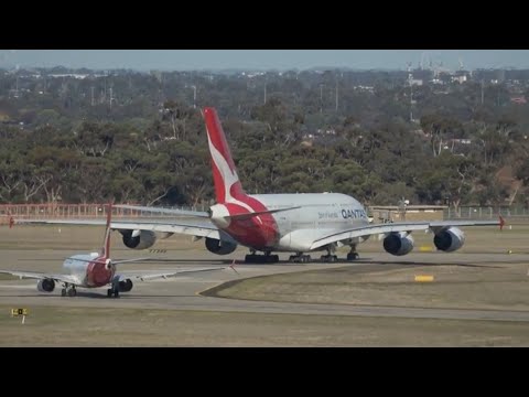 QANTAS🦘A380 SUPER QF 93 TO LAX TAKE OFF RWY34 AT KILO FULL LENGTH🦘✈✈✈🛫🛫🛫🛫🛫