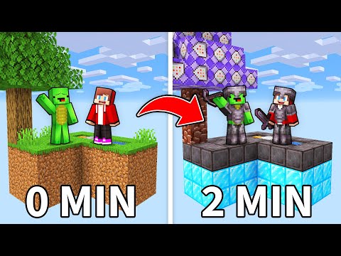 Mikey and JJ’s Skyblock Changes Blocks Every Minute in Minecraft (Maizen)