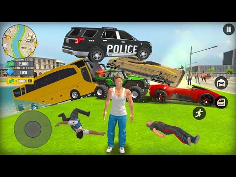 Passenger Transport Bus Monster Truck Hovercraft Police Officer Car Chase SIM - Android Gameplay.