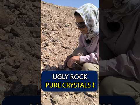 UGLY ROCK, PURE CRYSTALS! #shorts #satisfying #rockhounding #crystals #gemstone #treasure #mining