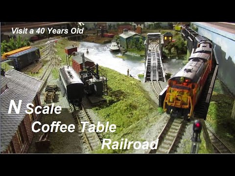 N Scale Coffee Table Railroad Empire, Little Trains Under Glass, transition era model railroad
