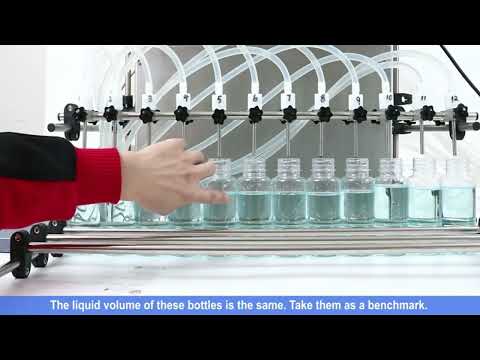 Tutorial video how to adjust 12 heads magnetic pump filler liquid filling machine