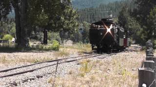 preview picture of video 'Sumpter Valley Railroad, Steam Locomotive arriving at Sumpter, OR'