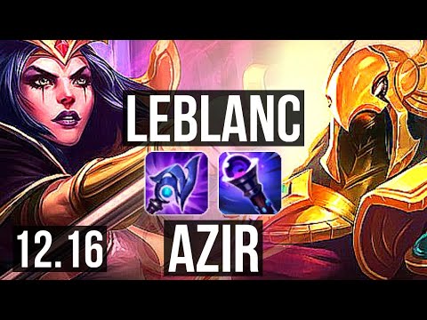 LEBLANC vs AZIR (MID) | 9/1/14, 1.7M mastery, Godlike, 300+ games | EUW Challenger | 12.16