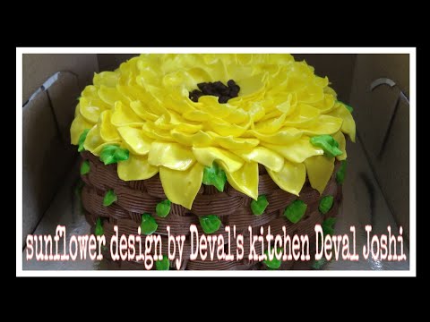Sunflower decoration on cake design no #10 by Deval's kitchen Deval Joshi