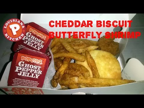 Trying Popeye's Ghost Pepper Jelly w/ Cheddar Biscuit Butterfly Shrimp