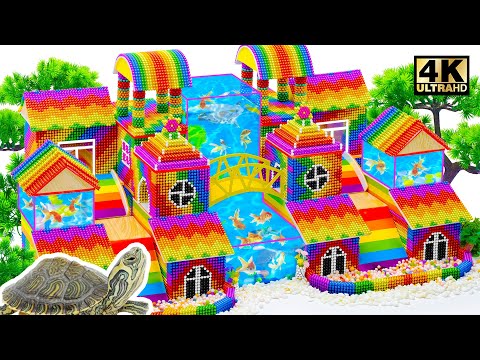 DIY - Build Water Park Have Tallest Swimming Pool, Swimming Pool Playground From Magnetic Balls