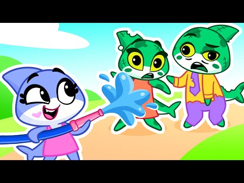 No Biting Zombie Sharks ????‍♂️ Zombie Dance ????‍♂️ Funny Cartoons for Kids+Best Songs by Sharky&Sparky