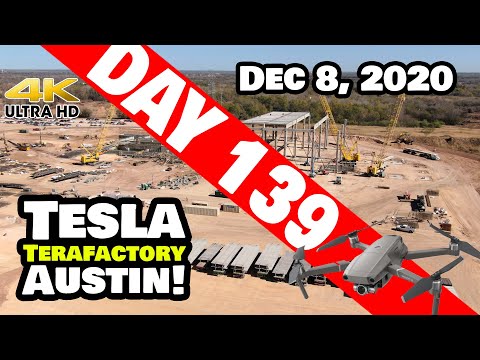 Tesla Gigafactory Austin 4K  Day 139 - 12/8/20 - Terafactory Texas - Cybertruck Factory Progress!