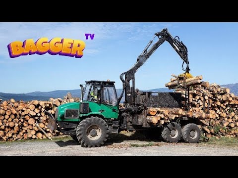 Bagger im Wald 🌲🦺 Holzvollernter, Tragschlepper & viele große Baumaschinen im Einsatz | Bagger TV