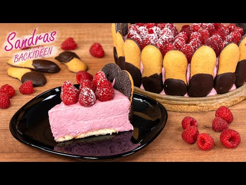 Himbeertorte mit Keksboden ohne backen - frische Sommertorte | no bake
