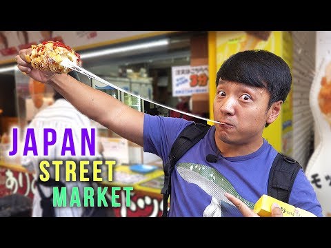 日本東京天目湖市場的日本街頭美食之旅。 (Japan STREET FOOD TOUR of Ameyoko Market in Tokyo Japan)