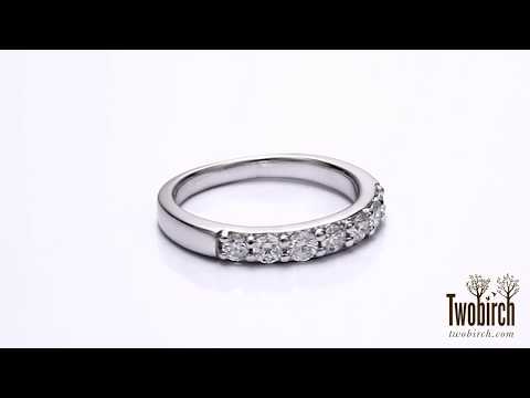 0.49 Carat Seven Stone Common Prong Wedding Ring - TwoBirch - TB-WR-0027-WG-H