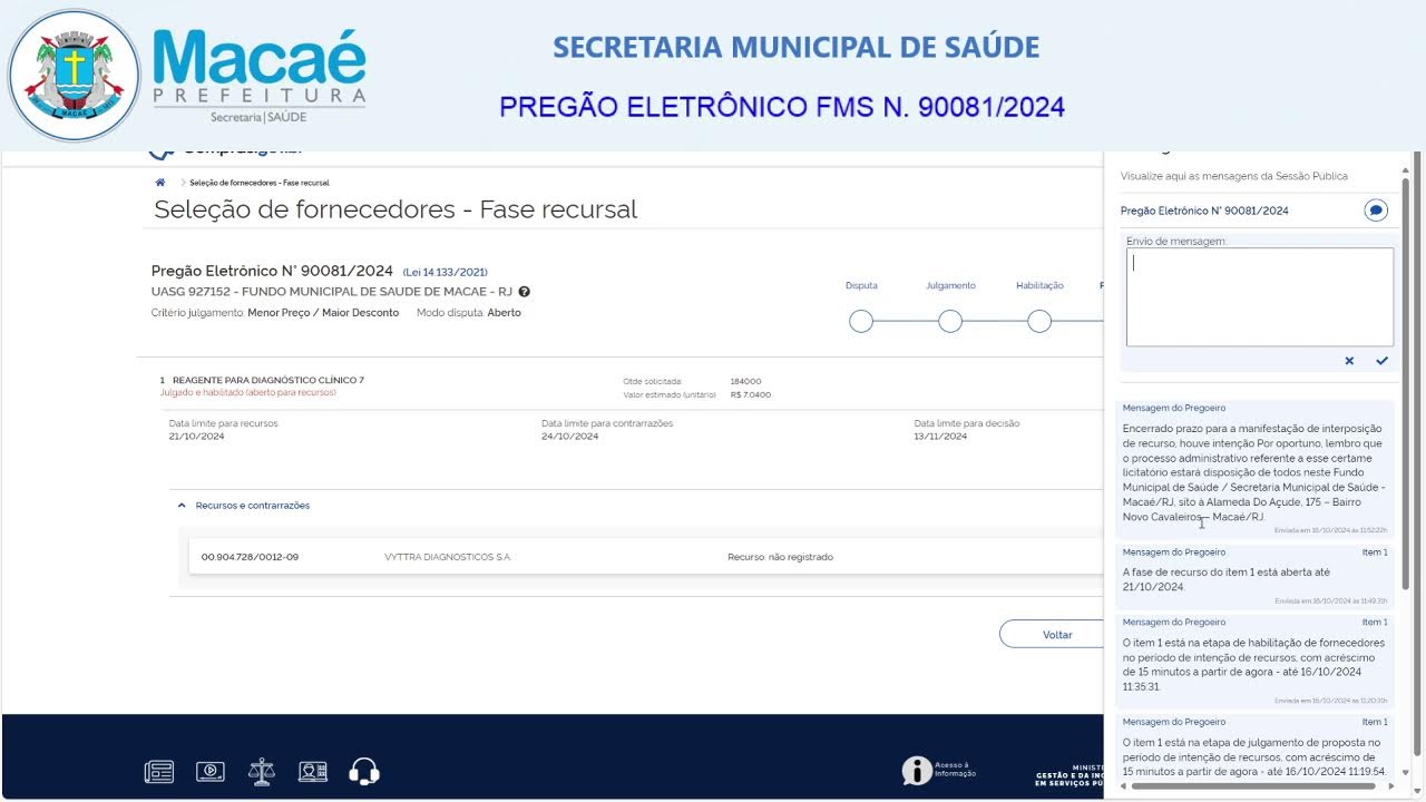 PREGÃO ELETRÔNICO SRP FMS N.º 90081/2024
