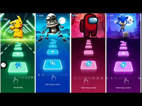 Pikachu vs Crazy Frog vs Among Us vs Sonic- Tiles Hop Battle with Epic Music
