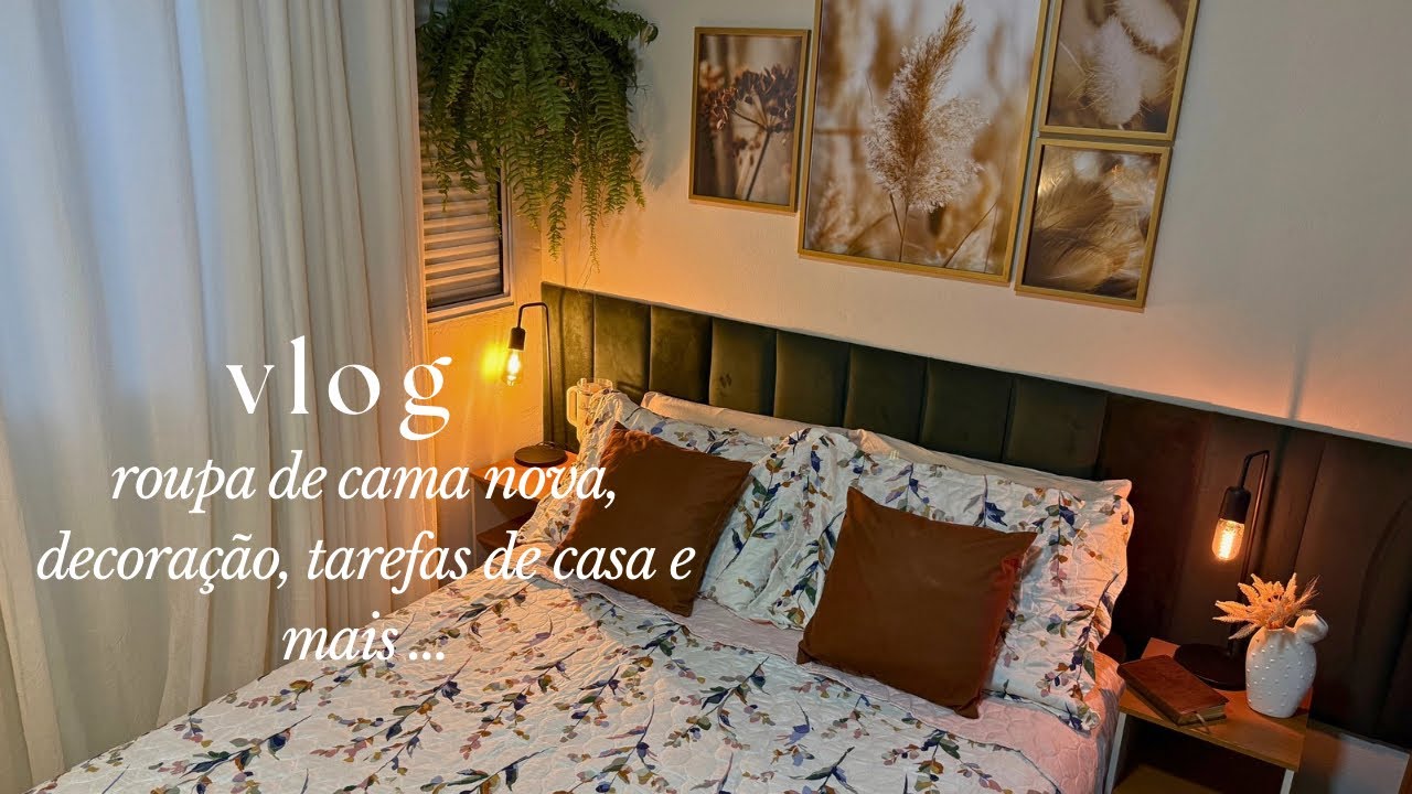 🤎DECORAÇÃO e CAMA POSTA, comprei roupa de cama,plantas,ficou tão aconchegante,tarefas de casa e mais