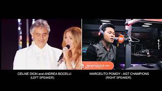 THE PRAYER : Celine Dion and Andrea Bocelli side by side with Marcelito Pomoy from AGT Champions