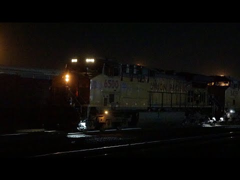 BNSF 5436 leads H-BARPAS and UP 6500 leads IOANP chasing it from Florin to Rocklin