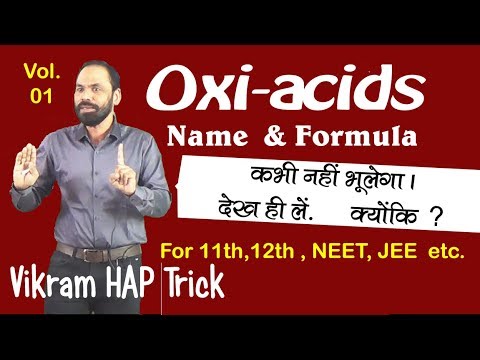 Oxiacids part 01 Memorizing Trick for name and formula Vikram Hap chemistry Video