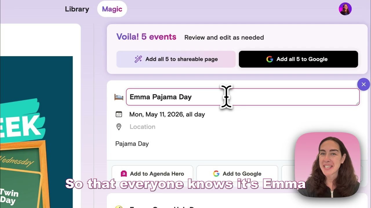 Magic: ✨ Personalize Calendar Events with Title Prefixes | Agenda Hero