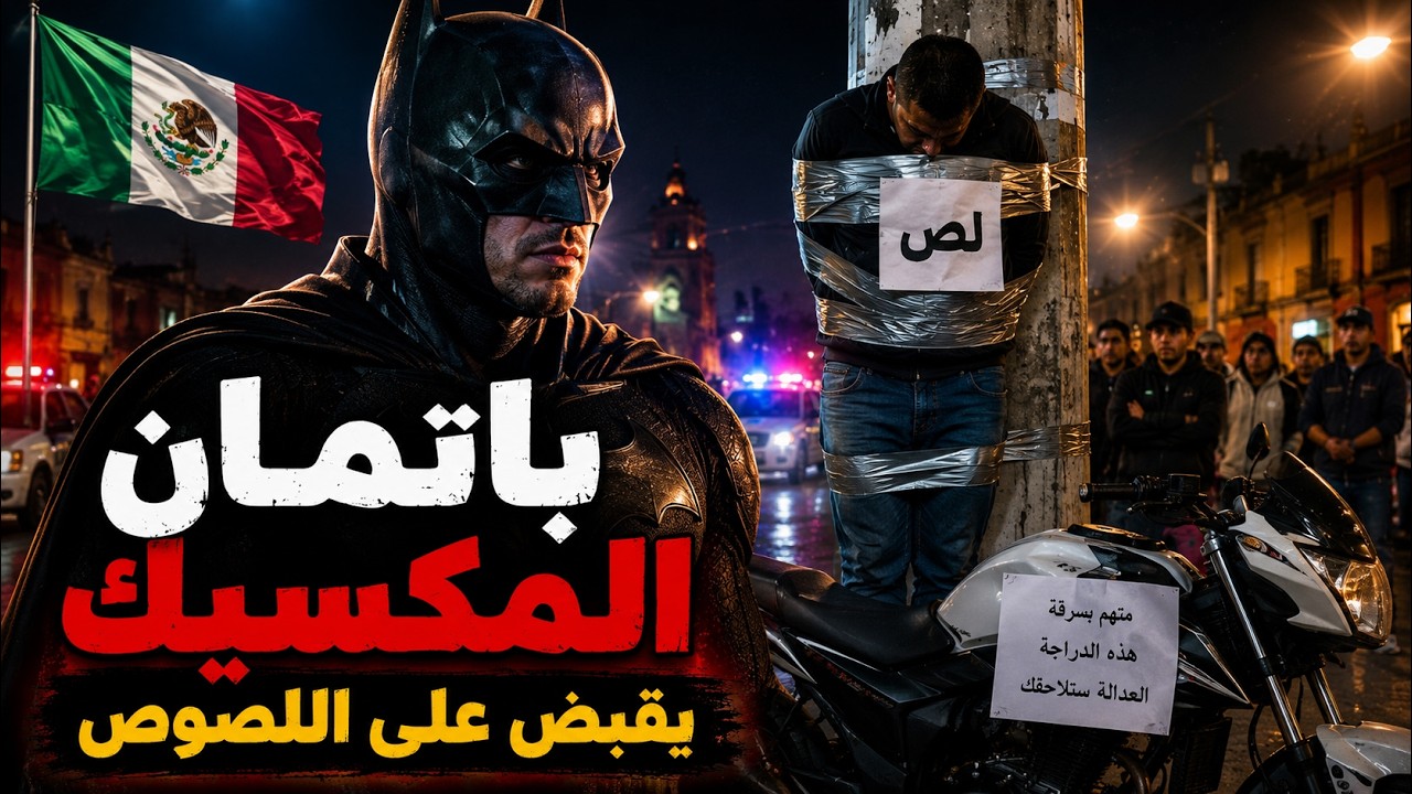 باتمان مكسيكي يقبض على المجرمين ويربطهم بالأعمدة
