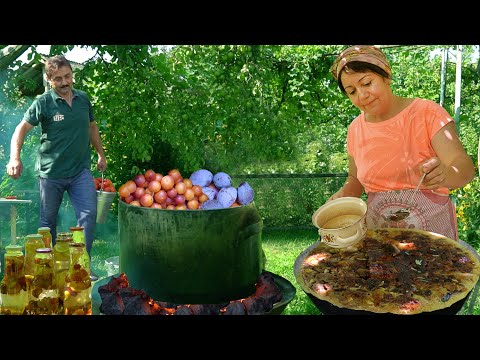 Traditional Azerbaijan Pilaf Recipe with Lamb | Preparation of Plum Compote | Winter Supply