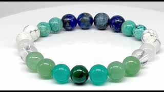 Minerální náramek malachit, jadeit, avanturín, křišťál, tyrkys, howlit, lapis lazuli - VÍLA
